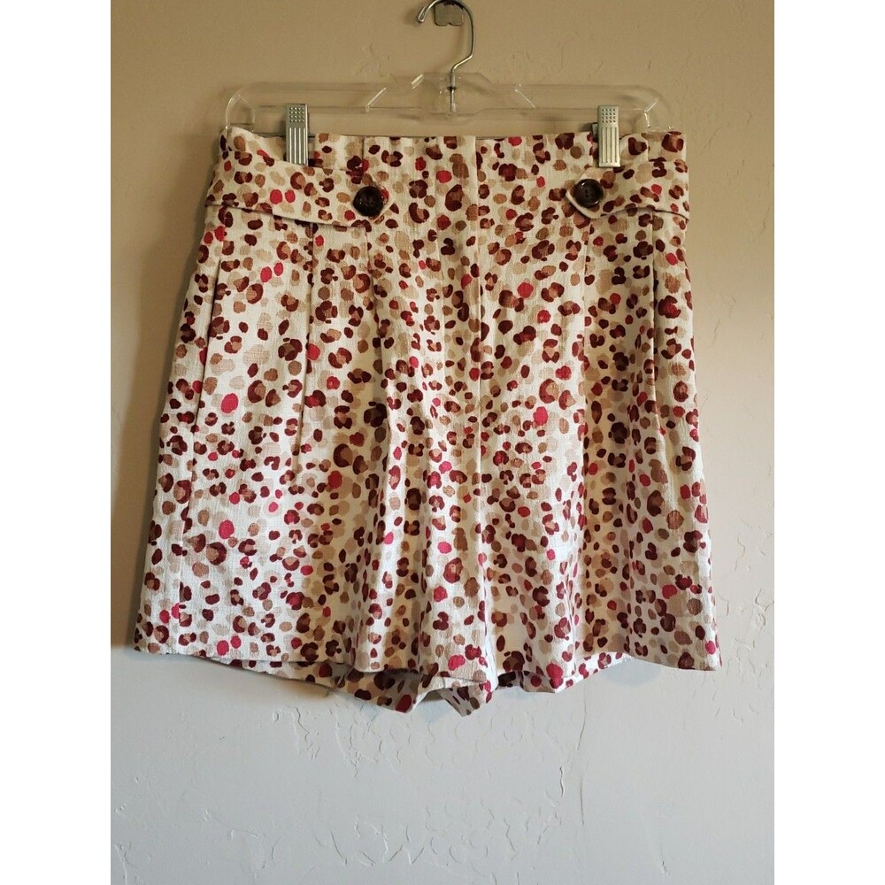 Ann Taylor Shorts Sz 4 Womens Pink Animal Leopard Print Paperbag Pleated NWOT